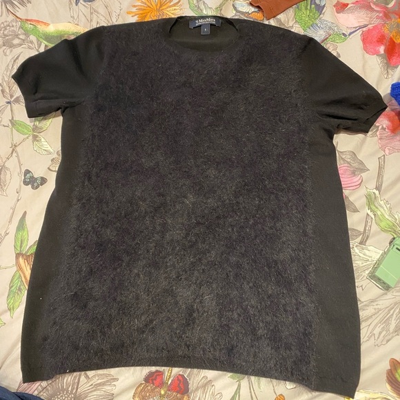 Max Mara / Maglia wool knit eyelash front short sleeve cteen neck sweater - Picture 2 of 7